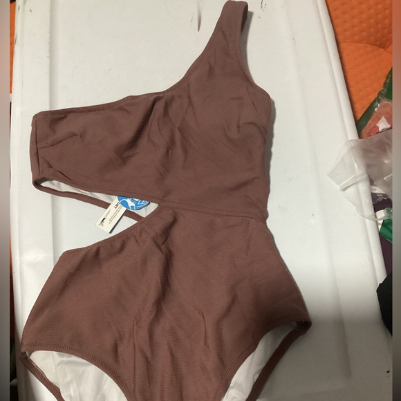 Cupshe One Piece One Shoulder Monokini Brown Swimsuit Women's M NEW‎ - Picture 3 of 4